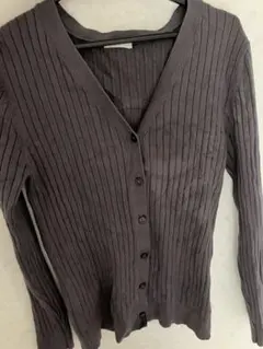 ワイドリブVネックカーディガン