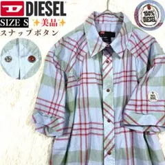 美品✨ DIESEL 半袖シャツ　コットンシャツ　スナップボタン　チェック柄　S