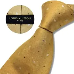 LOUIS VUITTON シルクネクタイ モノグラム 幾何学柄 イエロー