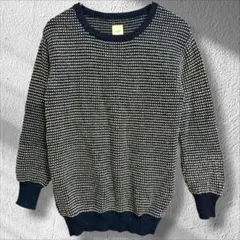◆ヌメ ニット　セーター　クルーネック　編込みパターン　日本製　アルパカ混