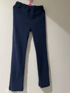 ネイビー スリムフィットパンツ ウエストゴム