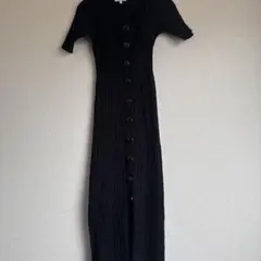 tk様専用riendaリブ編みニットワンピース 半袖 ボタン付き