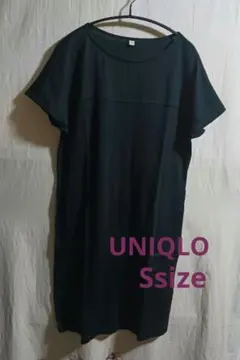 UNIQLO 無地 半袖 ルームウェア チュニック ワンピース ブラックのサムネイル