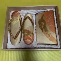 草履とバッグのセット 鶴刺繍