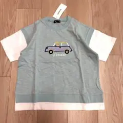 新品・クレードスコープ　車アップリケ　重ね着風Tシャツ 120