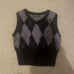 ダイヤモンド柄 ノースリーブニットベスト