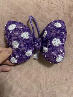 ミニーちゃん　リボン　ヘアゴム　ディズニーランド　スパンコール