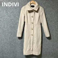 INDIVI ベージュ アンゴラ 羊毛 ボタン付きロングコートのサムネイル