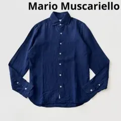 Mario Muscariello ワイドカラー リネン シャツ 39 ネイビーのサムネイル