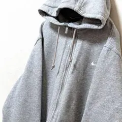 ナイキ NIKE ロゴ刺繍 フルジップスウェットパーカーグレー灰色XL古着