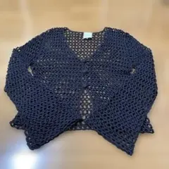 【お値下げ中‼︎】シビラ 透かし編み 黒 長袖カーディガン