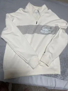LACOSTE クリーム色 ジップアップ スウェット US M