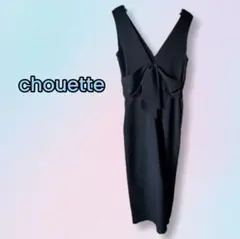 chouette ノースリーブワンピース ブラック リボン Vネック　キュロット