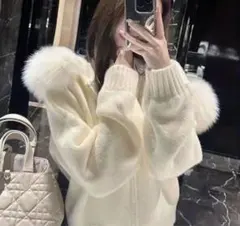 ファー　ニット　パーカー　shein