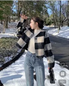 nugu チェッククロップドジャケット