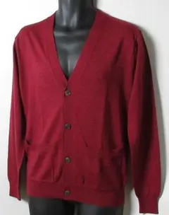 新品 ジェイ・プレス/J.PRESS　ウール Ｖネックカーディガン/M/レッドのサムネイル