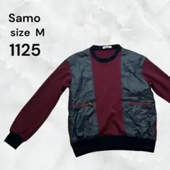 Samo ニット セーター ボルドー ブラック 長袖 Mサイズ 赤 ポケット付き