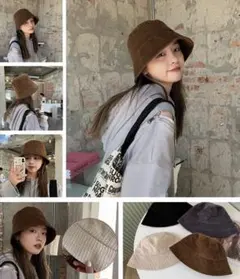 バケットハット 韓国ファッション　帽子　コーデュロイ　ハット