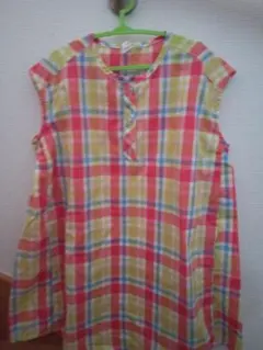 チェック柄ノースリーブ XL