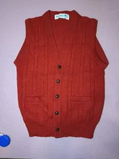 British Piper レッドケーブルニット ベスト