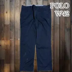 Polo Ralph Lauren チノパンツ W42 ネイビー 刺繍ロゴ