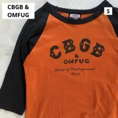 CBGB＆OMFUG USA製80sロゴプリント3/4ラグランTee 橙×黒S