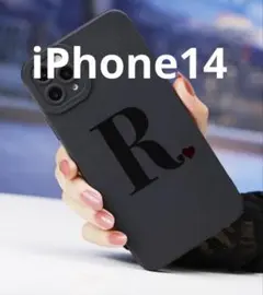 SHEIN 黒 iPhone14 ソフトケース 文字グラフィック イニシャル R