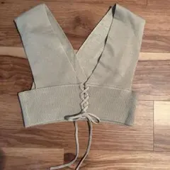 INGNI ベージュ Vネック ニットベスト リボン付き