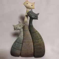 猫の置物 陶器製 3匹セット