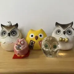縁起物☆開運フクロウ置物5点まとめ売り