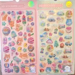 【原宿・竹下通り】ぷっくり 3Dステッカー 2種セット 犬 しろくま デコ