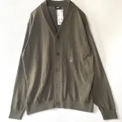 UNIQLO リネンブレンドニットVネックカーディガン　オリーブXL 新品未使用