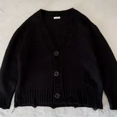 Adoon plain オーバーサイズダメージカーディガン ブラック ゆったり