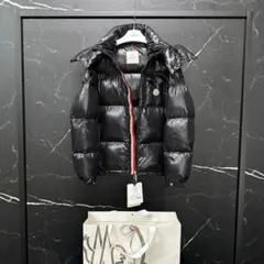 光沢のある黒のダウンジャケット