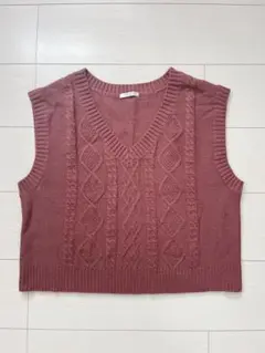 【値下げ】Honeys COLZA ニットベスト ケーブル編み ブラウン