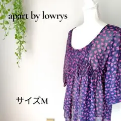 b2390　アパートバイローリーズ花柄シフォン チュニック M 七分袖のサムネイル