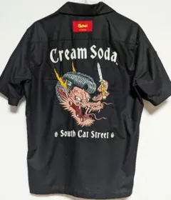 【美品】Cream Soda リーゼントドラゴン半袖ボウリングシャツ 黒　M
