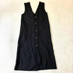 yn1397 ジャンパースカート ノースリーブワンピース 黒 綺麗め 羽織り