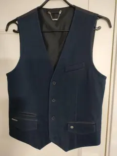美品✦DIESELディーゼル　ノーカラーベスト　M　ダークブルー