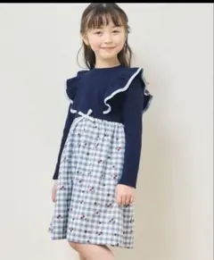 【新品未使用】アプレレクール　配色フリルドッキングワンピース　120