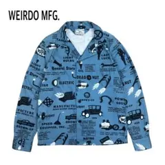 WEIRDO MFG. オープンカラー シャツ 長袖 総柄 プリント 開襟 水色のサムネイル