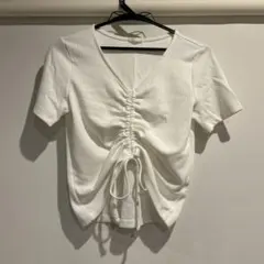 GU ジーユー リブメローコンパクトT半袖 白 Mサイズ