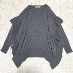 美品 ナノユニバース ウール カシミヤ混 ニット Vネック グレー フリー