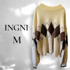 INGNI アーガイル柄ニットセーター ゆったり オーバーサイズ アクリル M