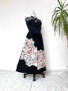 古布黒留袖からのリメイクボレロとロングスカートのセットアップＤ-2 古布黒留袖からのリメイクボレロとロングスカートのセットアップD-2