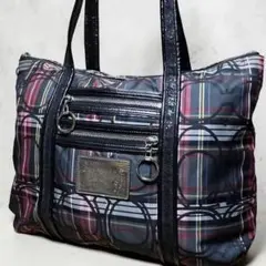 1224 COACH ハンドバッグ チェック柄 シグネチャー - メルカリ