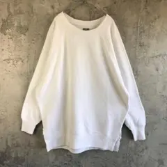 Y3080古着 トレーナー スウェット ラグラン 白 無地 90s Y2K