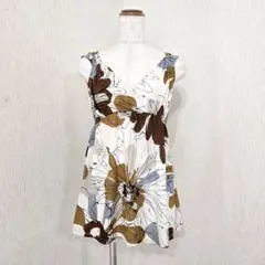 ケティ 花柄ノースリーブ ミニワンピース（M）ブラウン系のサムネイル