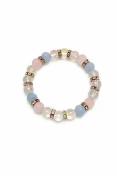 アクアマリン ローズクォーツ オーロラ水晶⋰˚☆幸運 ブレスレット