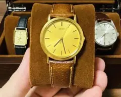 Vintage seiko 1991年製造　耐磁時計　ゴールド文字盤　新品電池のサムネイル